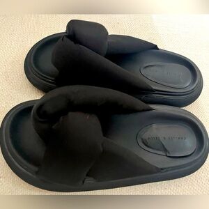 Charles & Keith Black Chunky Crossover Sandals